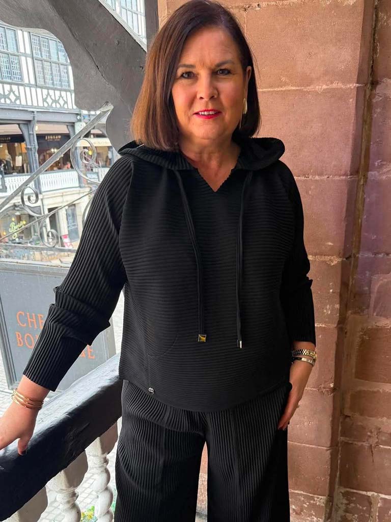 Malissa J Pleat Hoodie - Black