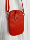 Leather Cross Body Phone Bag - Orange