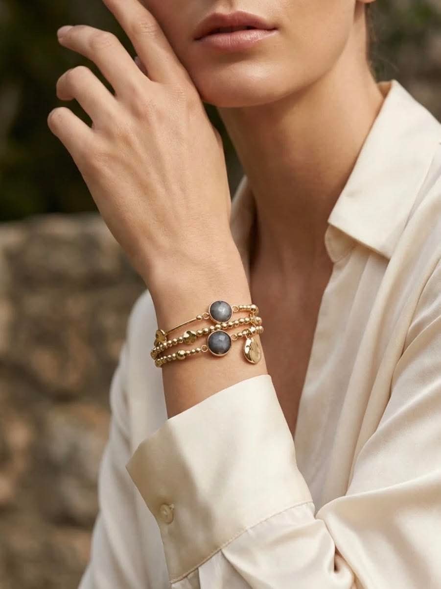 Envy Triple Strand Bracelet - Gold & Grey