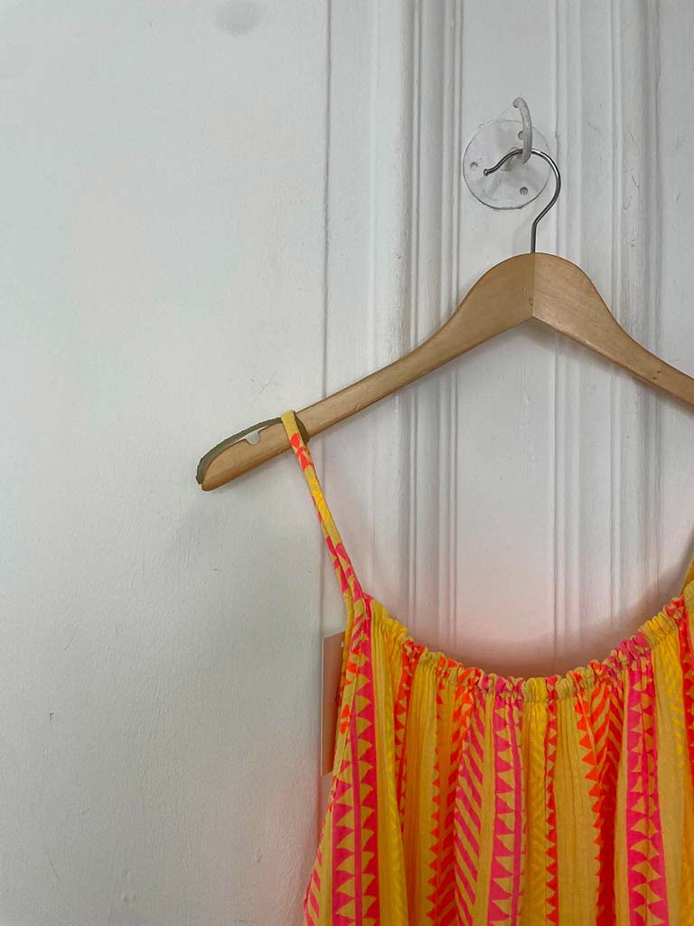 Aztec Peplum Hem Dress - Yellow Mix