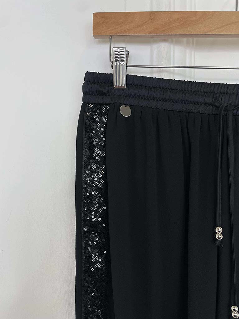 Malissa J Sequin Split Side Palazzos - Black