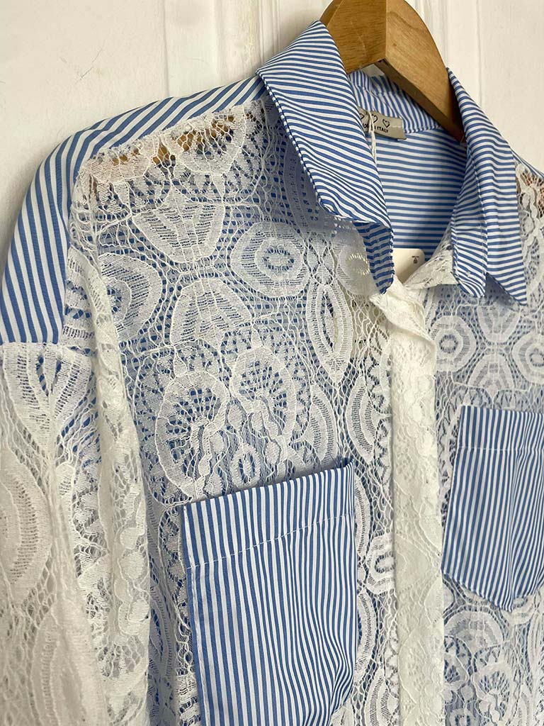 Lace & Stripe Contrast Shirt