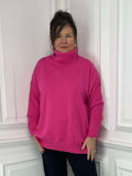 Malissa J Exposed Seam Polo Knit - Hot Pink