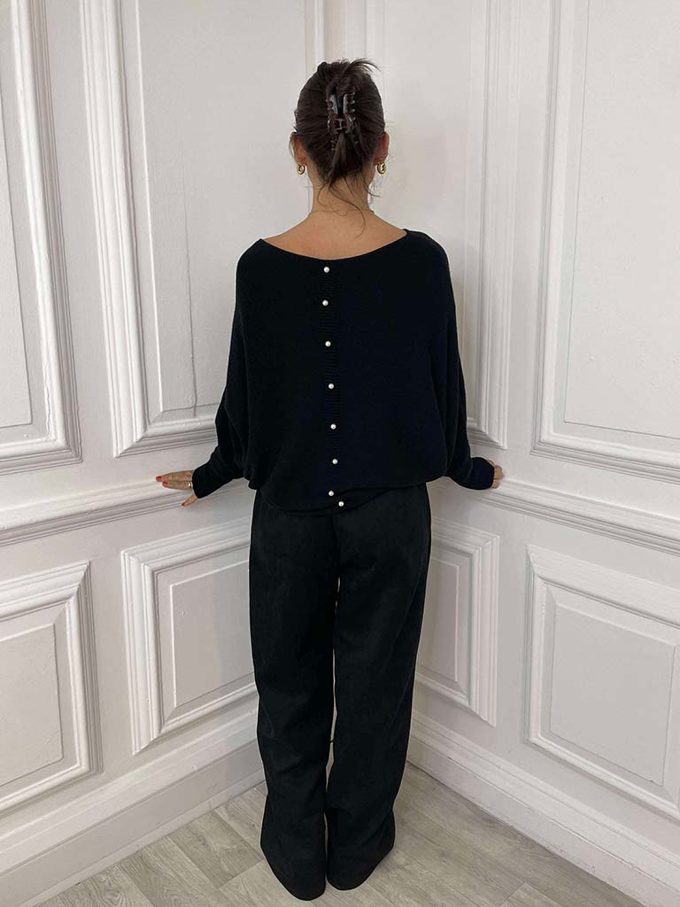 Pearl Back Knit - Black