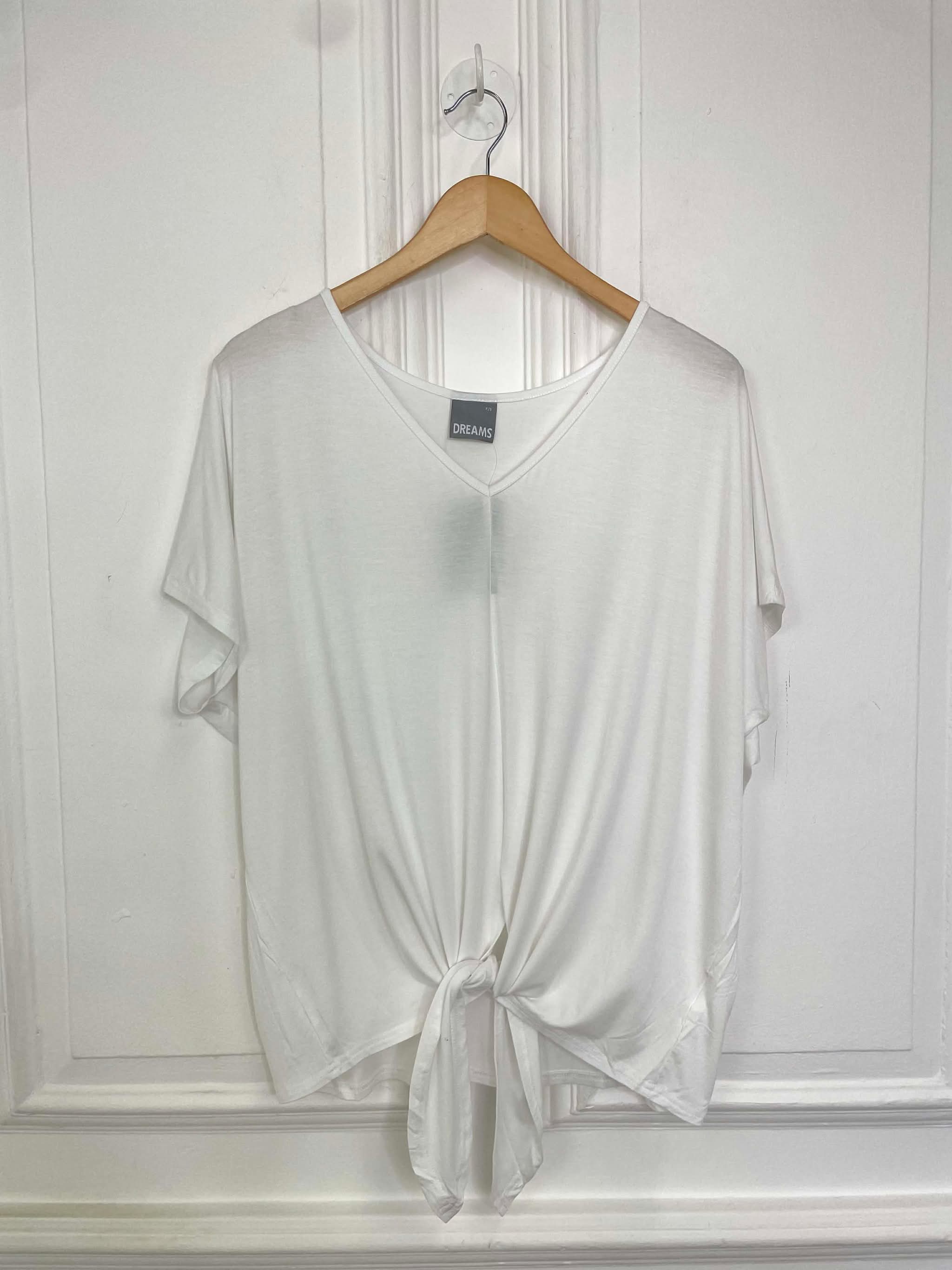 Bamboo Tie Front Tee - White