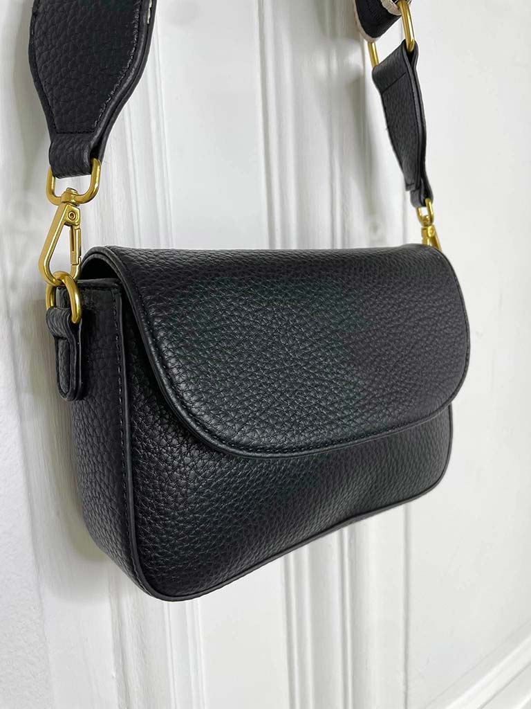 Flap Over Cross Body Bag - Black