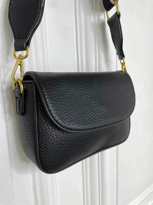 Flap Over Cross Body Bag - Black