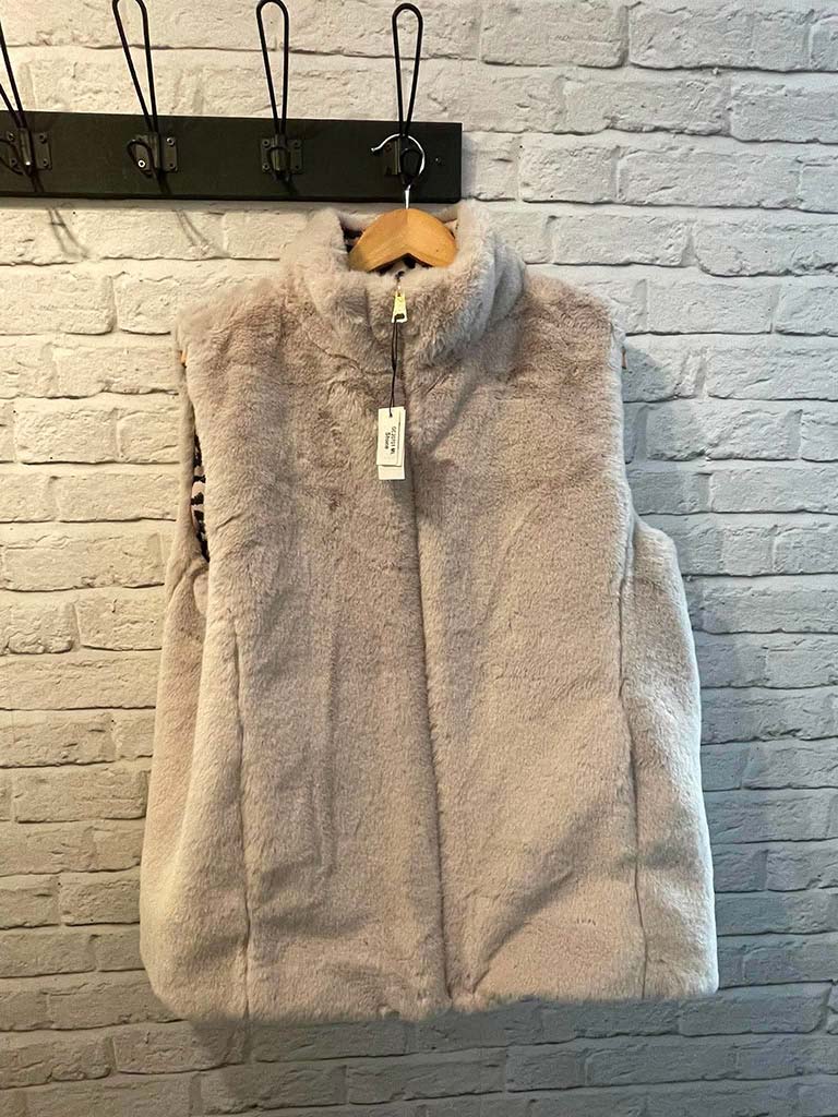 Malissa J Reversible Gilet - Stone Leopard