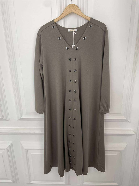 Malissa J Jersey Eyelet Dress - Mushroom