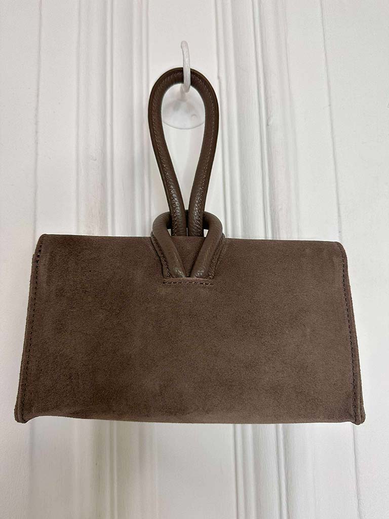 Loop Handle Suede Bag - Mocha