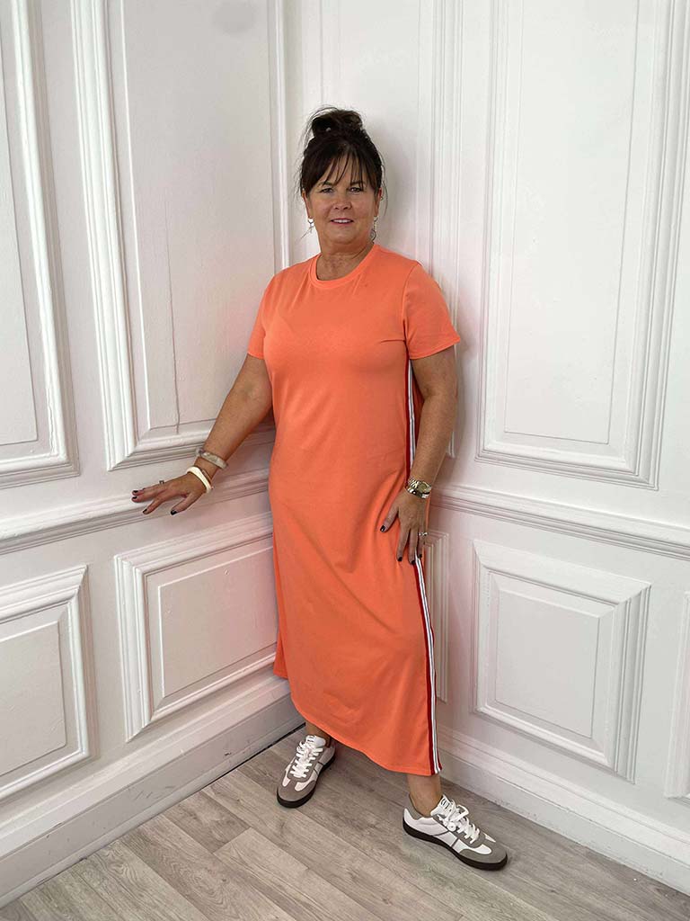 Sports Luxe T-Shirt Dress - Sorbet