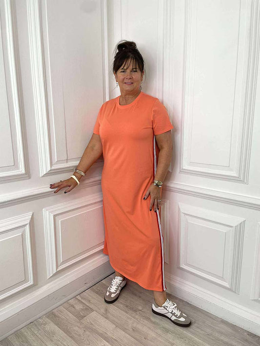 Sports Luxe T-Shirt Dress - Sorbet