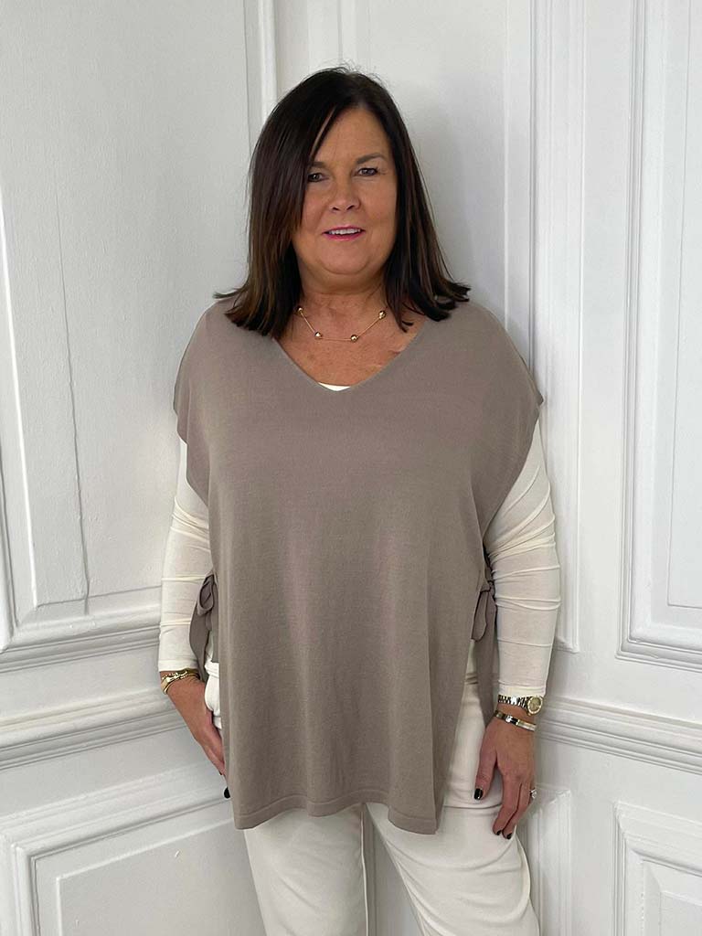 Malissa J Tie Side Tank Knit - Mushroom