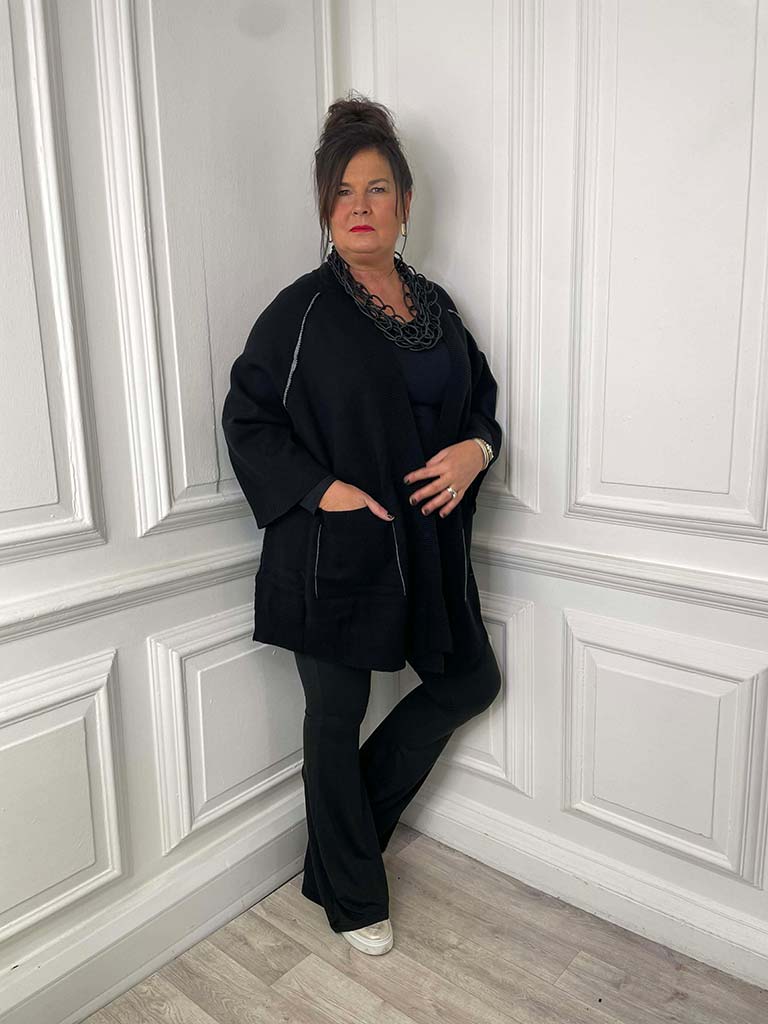 Exposed Seam Cardigan - Black