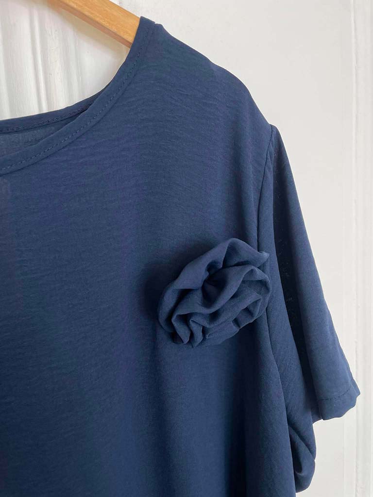 Asymmetric Flower Co-ord - Navy
