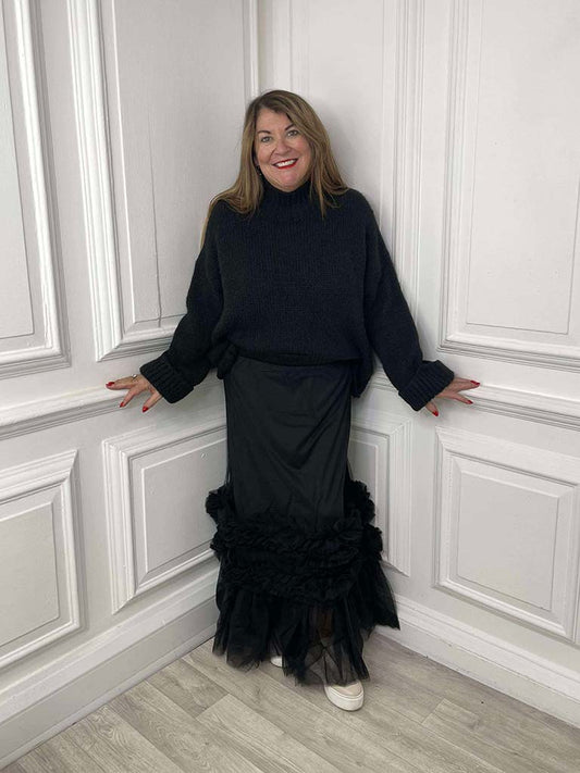 Malissa J Ruffle Mesh Skirt - Black