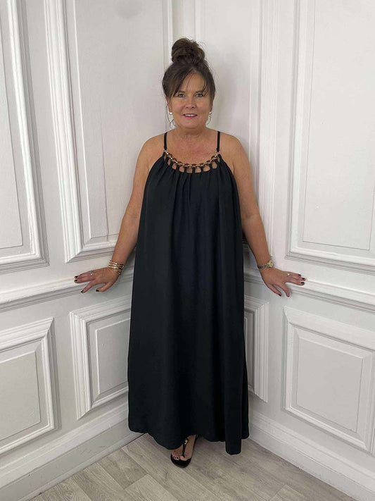Chain Detail Maxi Dress - Black