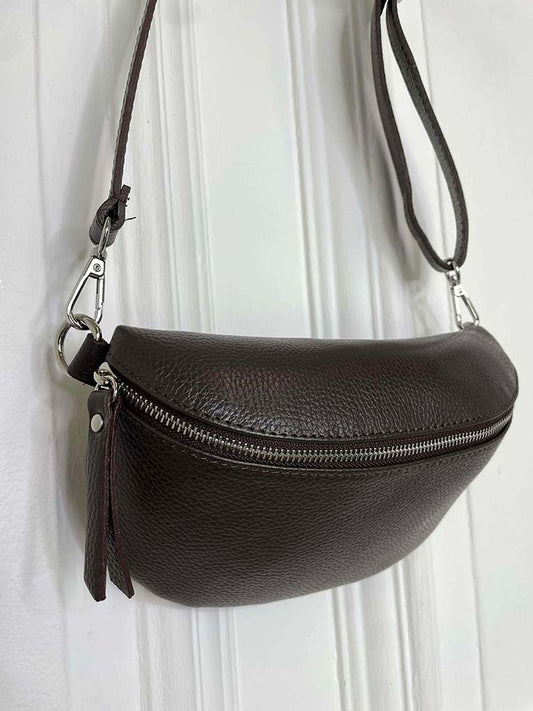 Leather Cross Body Bag - Chocolate