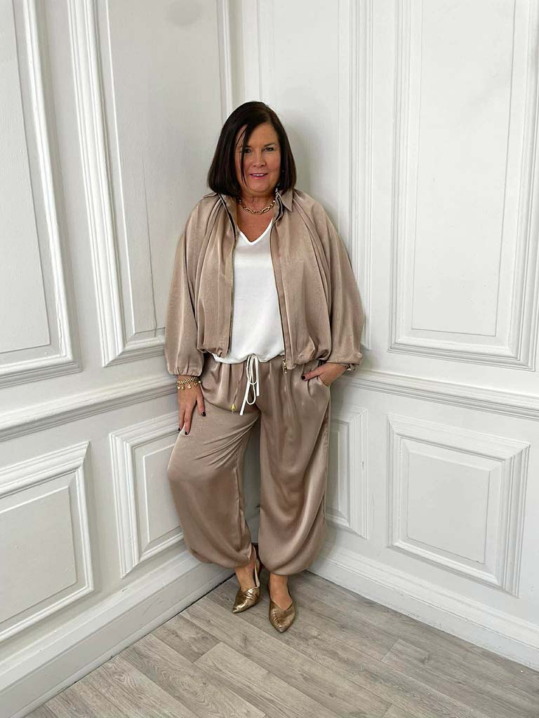 Luxe Silk Feel Bomber - Mink