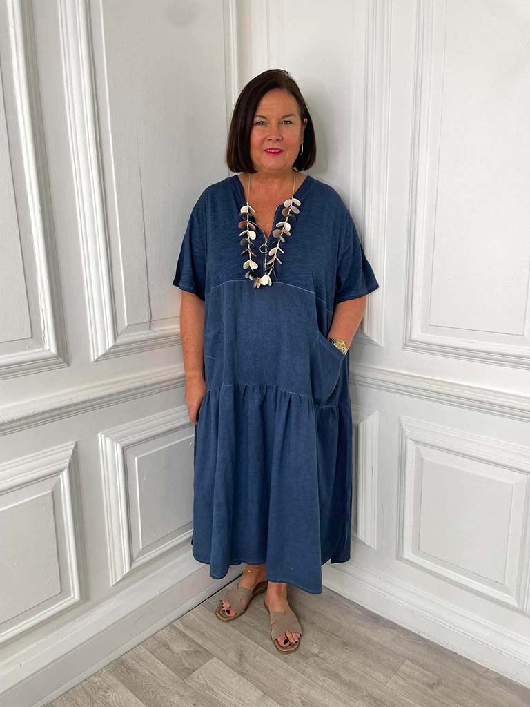 Zip Pocket Maxi Dress - Vintage Navy