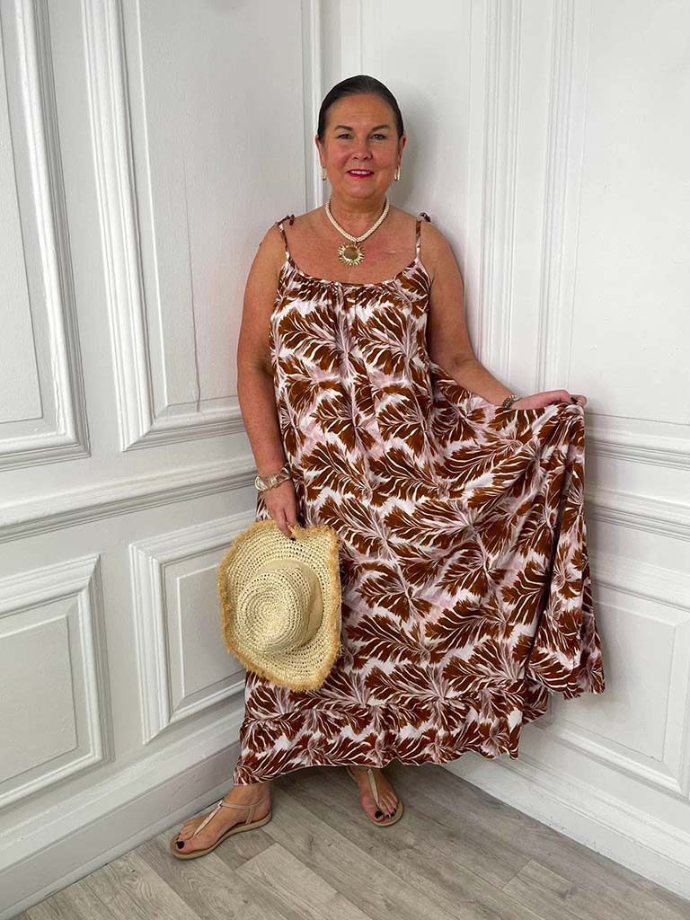 Palm Summer Dress - Tan