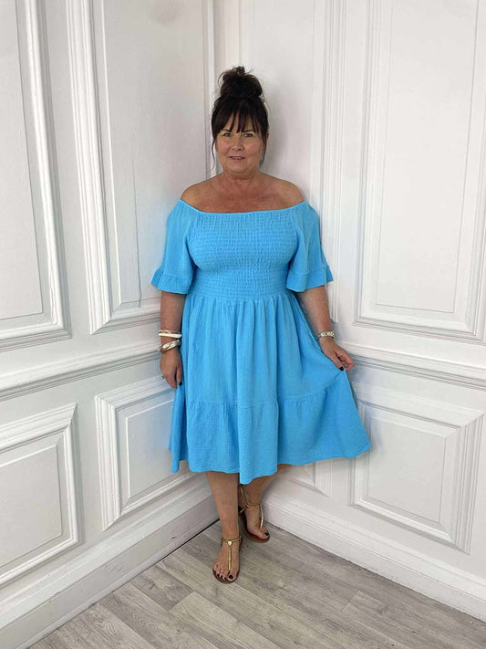 Cotton Sun Dress - Aqua