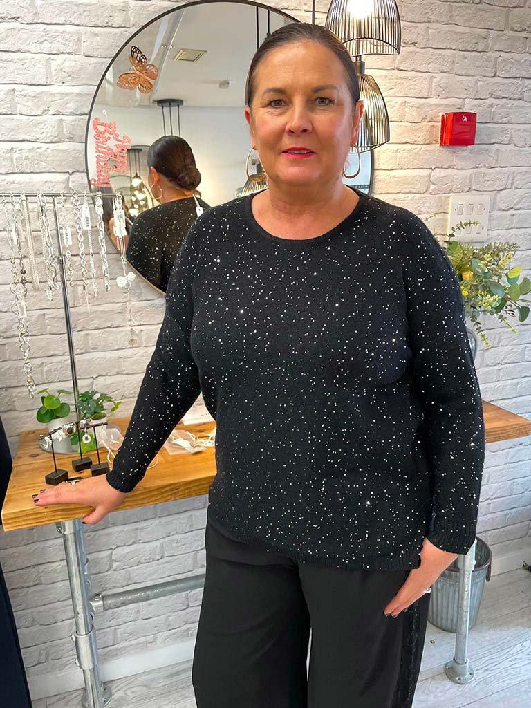 Malissa J Sequin Knit - Black