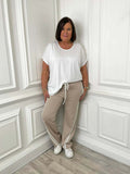 Luxe Jersey Stripe Joggers - Latte