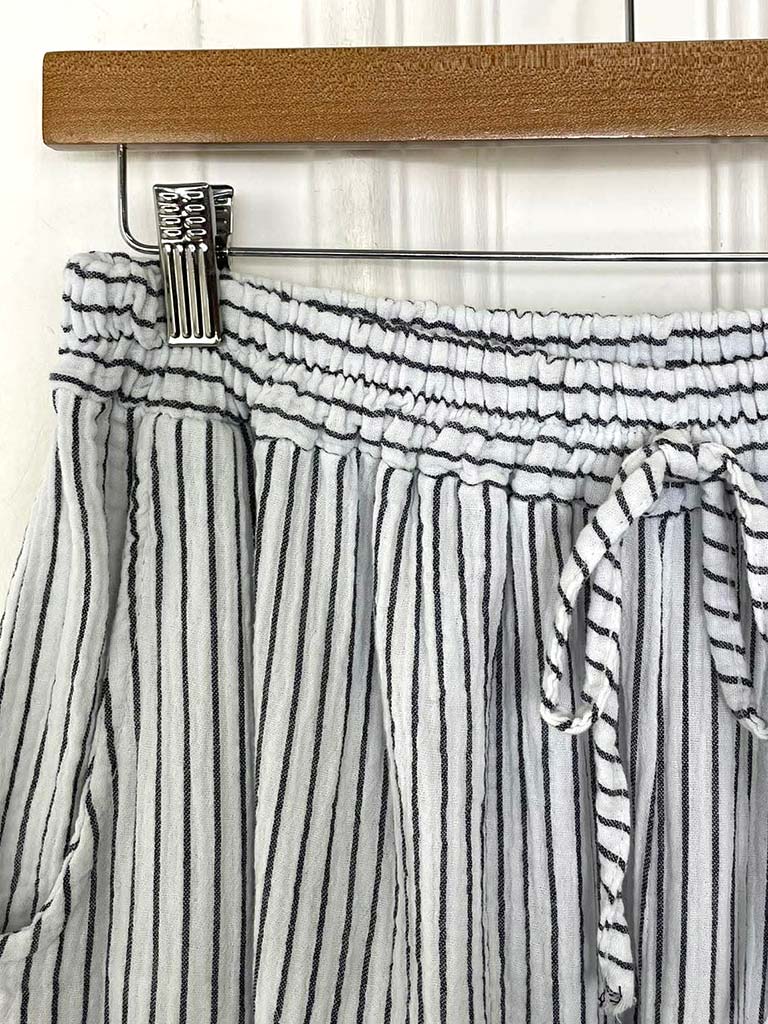 Seersucker Stripe Palazzos - White