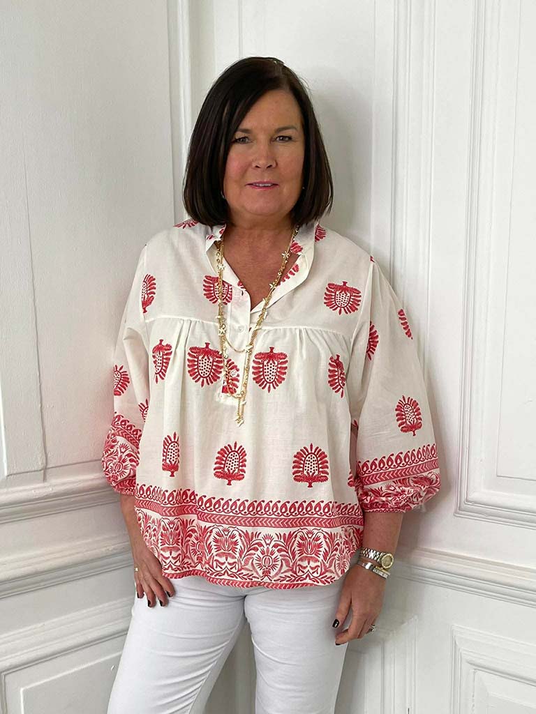 Boho Print Smock Top