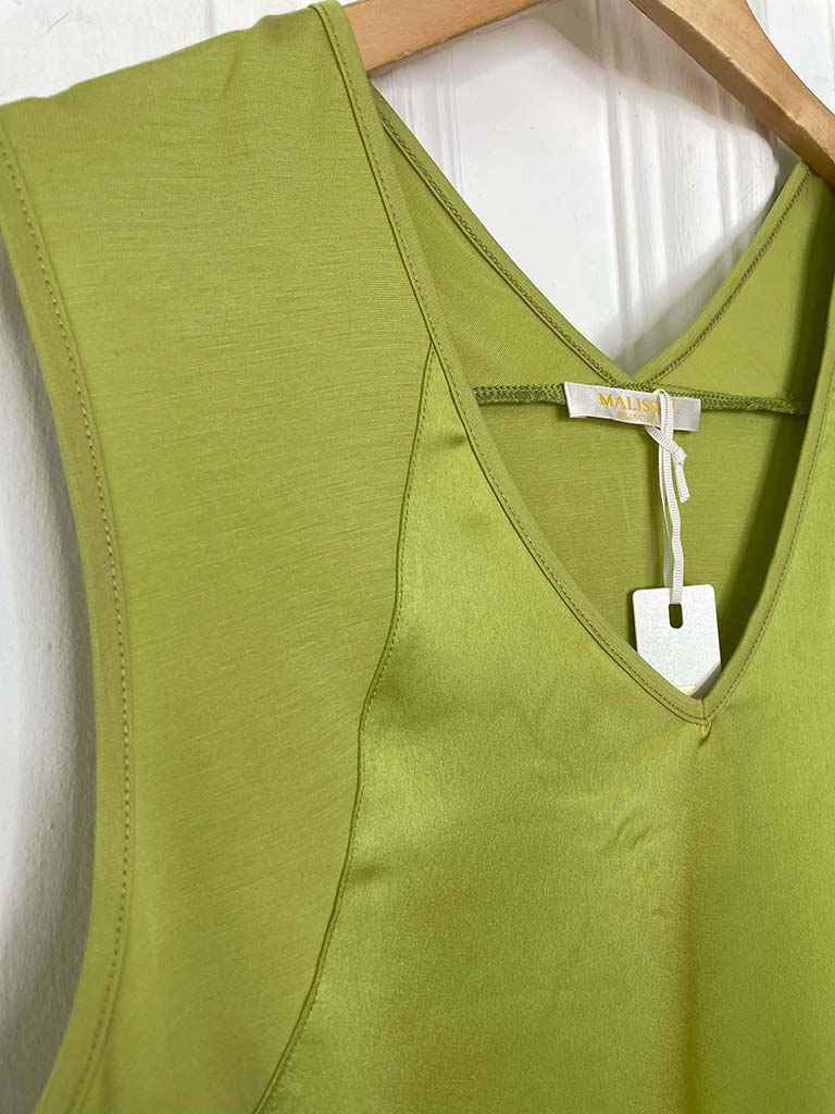 Malissa J Silk Feel Drawstring Vest - Lime