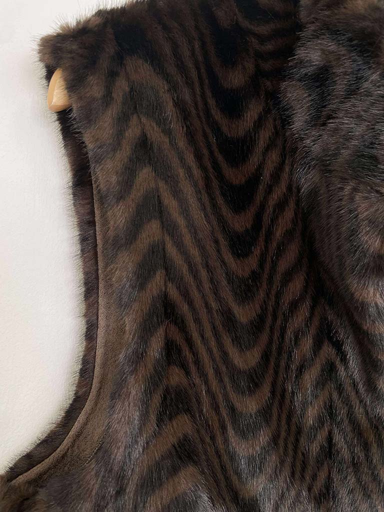 Malissa J Faux Fur Hooded Gilet - Swirl