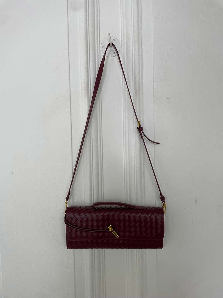 Woven Clutch Bag - Bordeaux