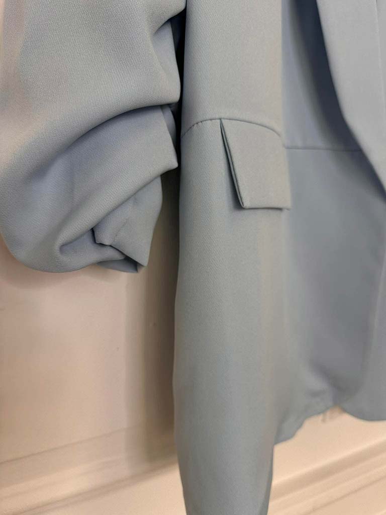 Ruched Sleeve Blazer - Powder Blue