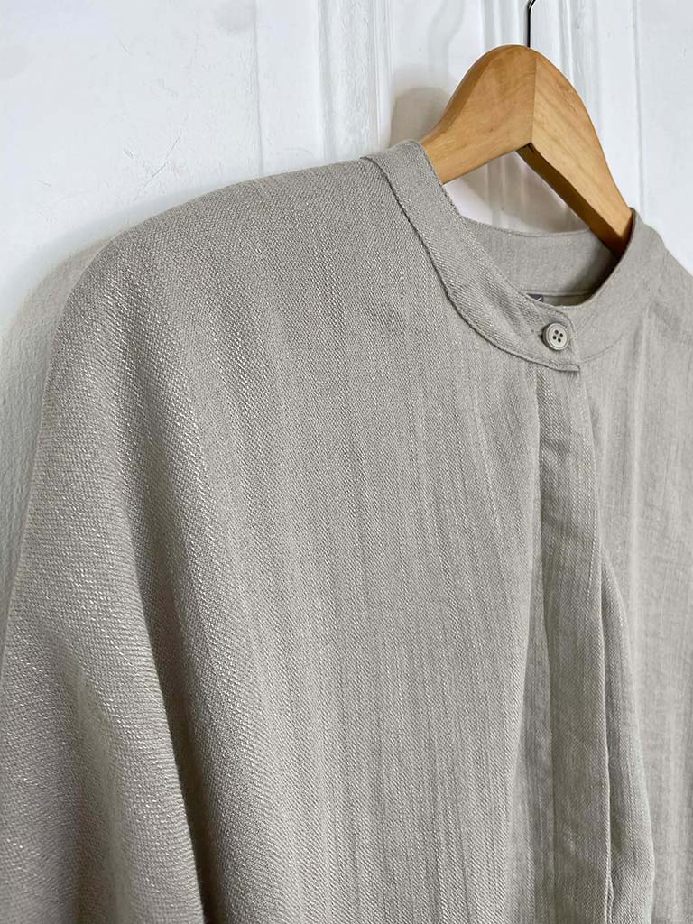 Grandad Collar Lightweight Shacket - Parchment