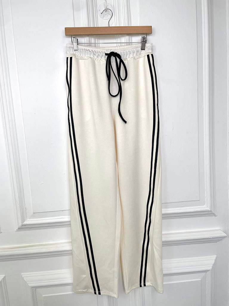 Luxe Jersey Stripe Joggers - Warm White