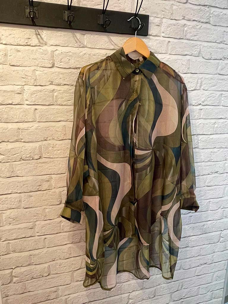 Vintage Swirl Shirt - Olive & Navy