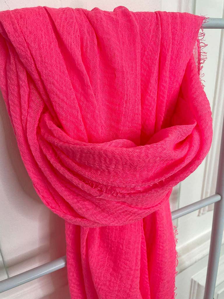 Malissa J Fine Raw Edge Scarf - Neon Pink