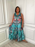 Malissa J Patterned Sleeveless Dress - Aqua & Blush