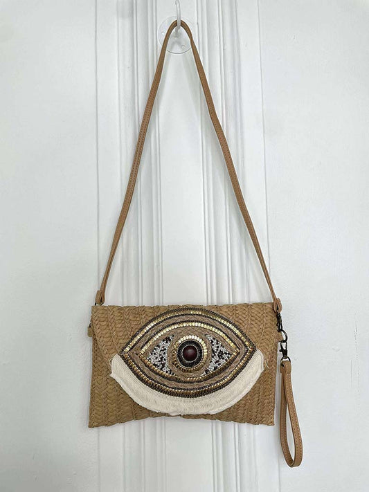 Evil Eye Rattan Clutch