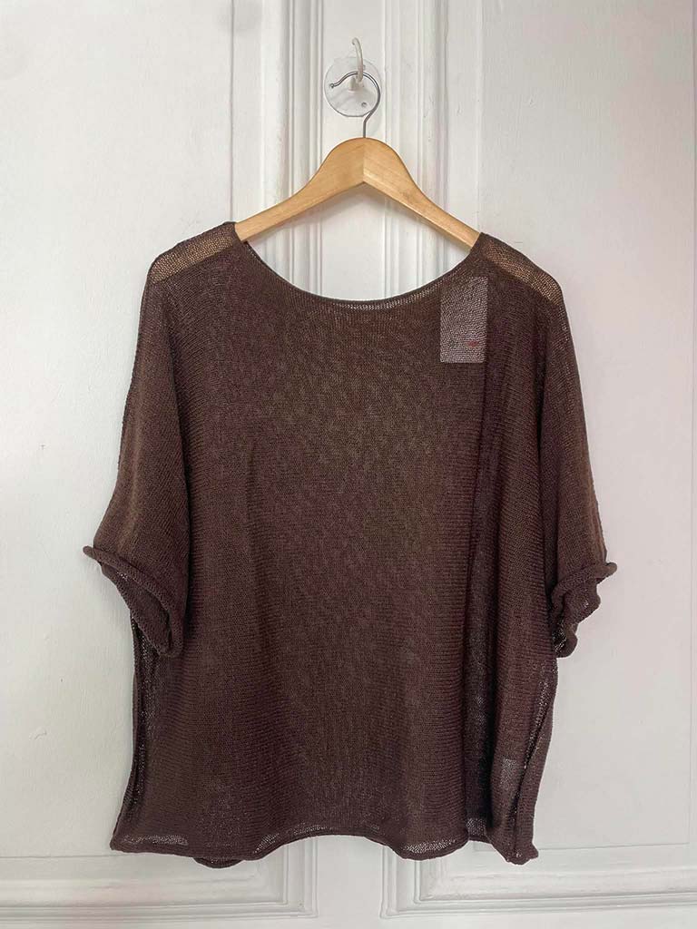 Exposed Edge Boxy Knit - Chocolate