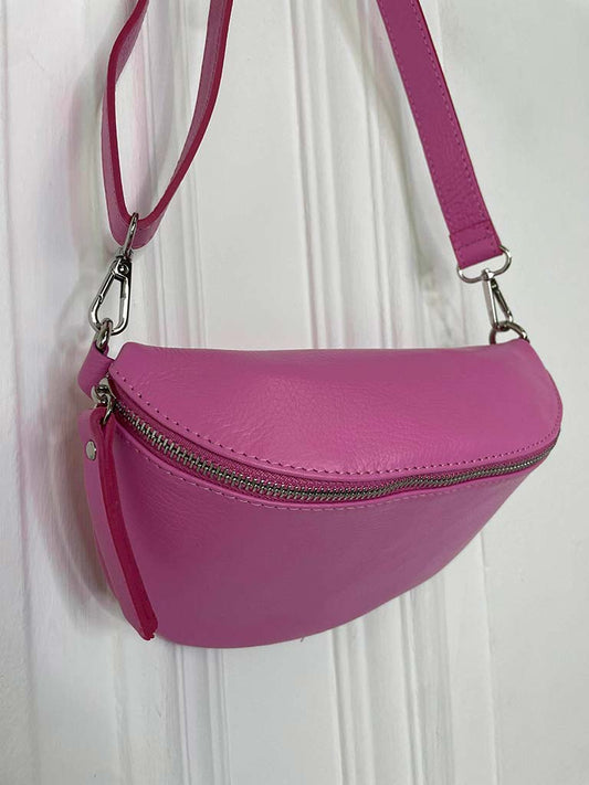 Leather Cross Body Bag - Bubblegum