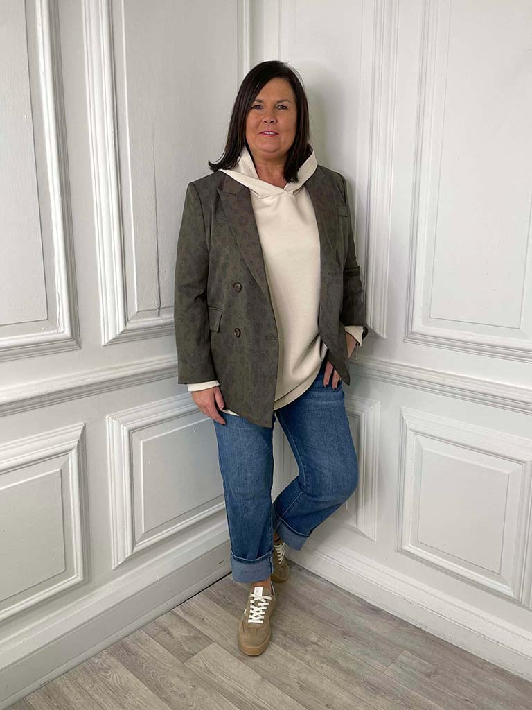 Malissa J Studded Leopard Blazer - Clay