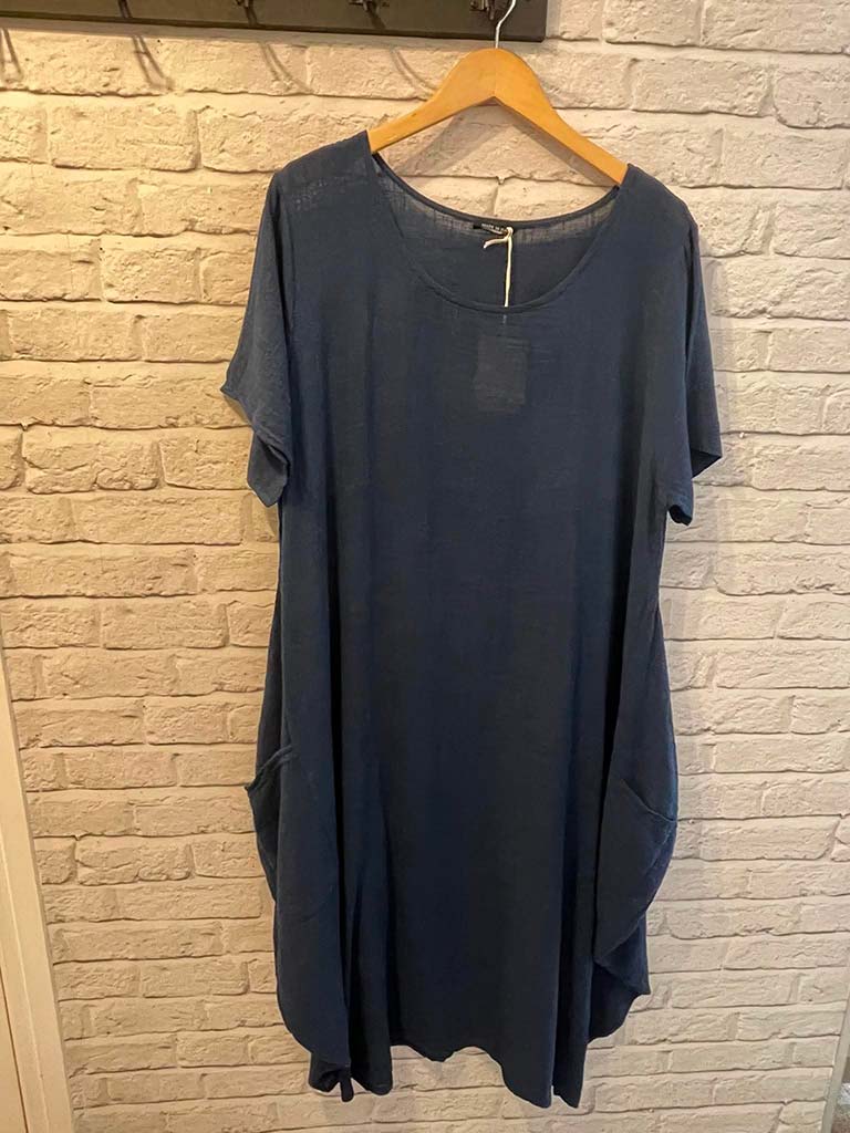 Cotton Cocoon Dress - Navy