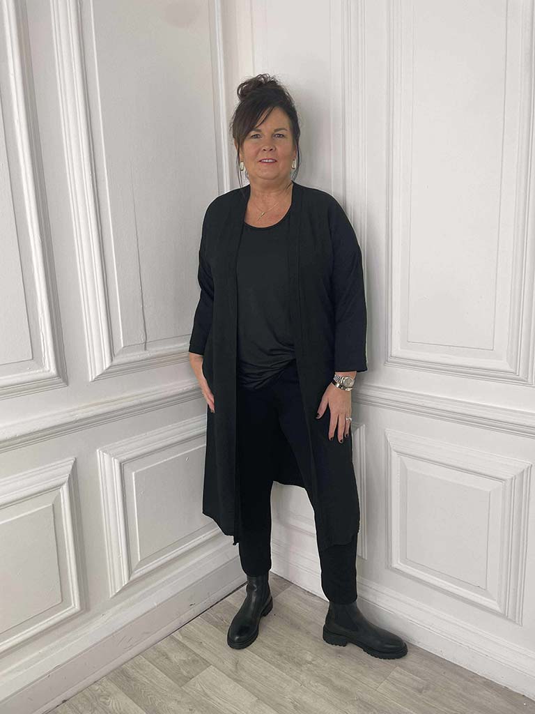 Longline Kimono Jacket - Black