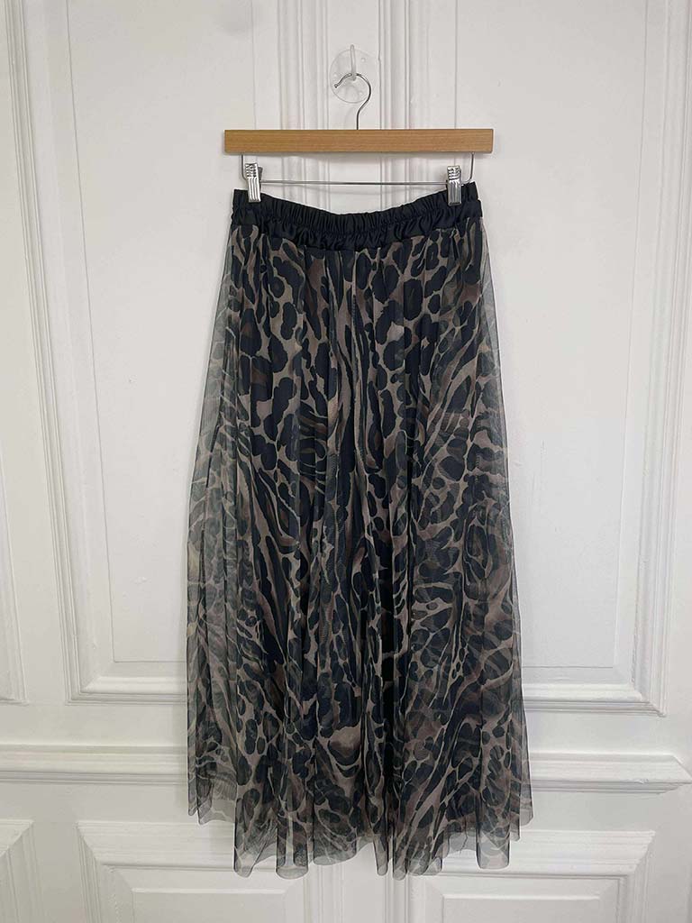 Leopard Tulle Skirt - Black