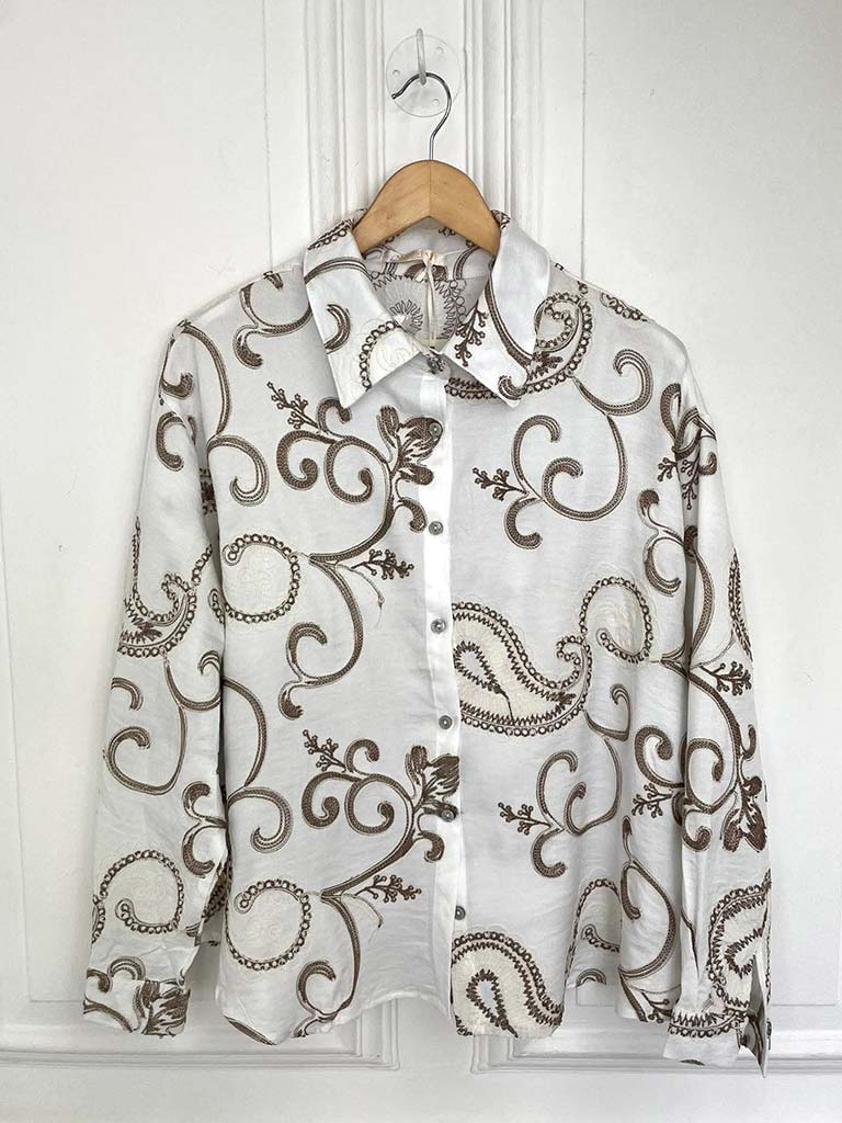 Malissa J Paisley Shirt - White