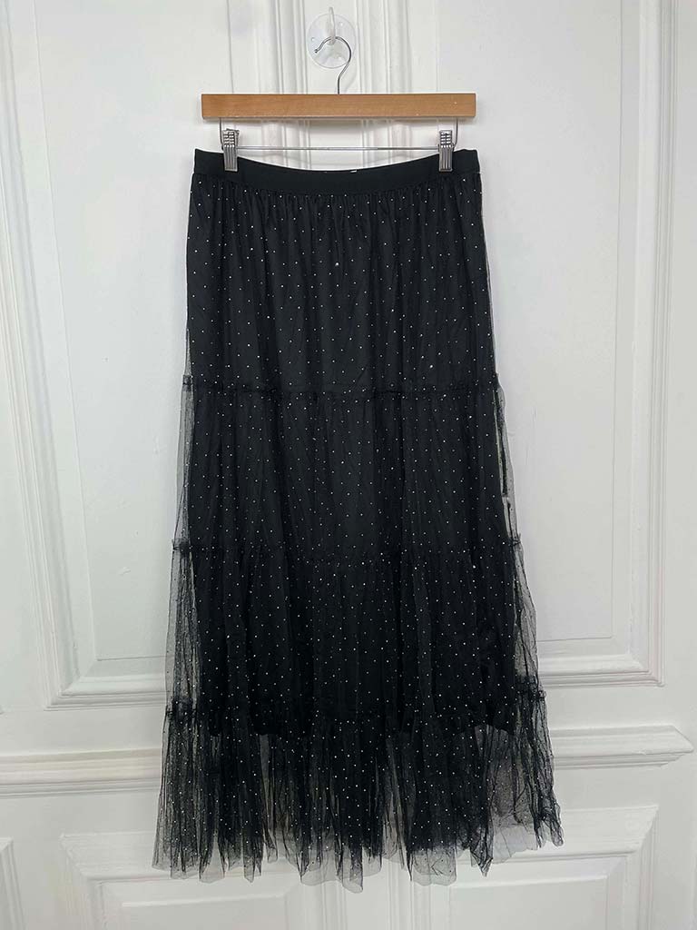 Studded Tulle Skirt - Black