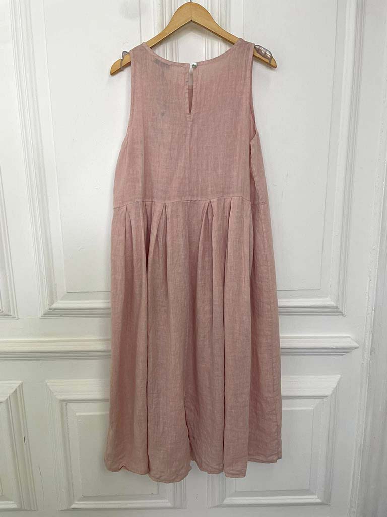 Linen Sleeveless Pocket Dress - Petal
