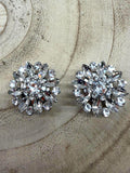 Embellished Flower Button Covers - Silver